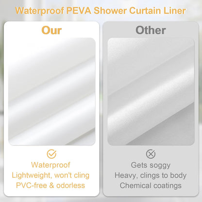 3 in 1 Yellow Shower Curtain Set with PEVA Liner & 12 Hooks, 72 x 72 | Fabric shower curtain, modern hotel style, contemporary bathroom decor, standard shower space