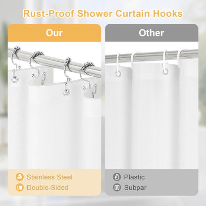 3 in 1 Yellow Shower Curtain Set with PEVA Liner & 12 Hooks, 72 x 72 | Fabric shower curtain, modern hotel style, contemporary bathroom decor, standard shower space