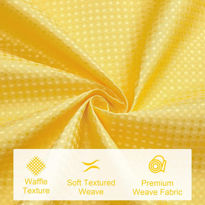 3 in 1 Yellow Shower Curtain Set with PEVA Liner & 12 Hooks, 72 x 72 | Fabric shower curtain, modern hotel style, contemporary bathroom decor, standard shower space