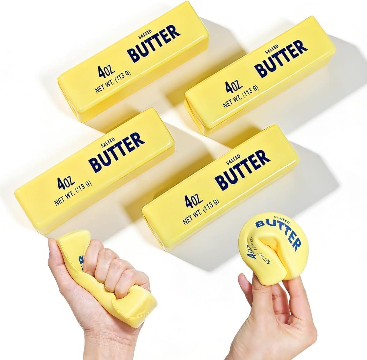Slow Rising Squishy，Taba Squishy, Stress Balls，Party Favor Gift (Butter stick-2pcs)-0519 (Yellow-4pcs)