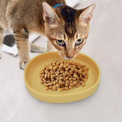 Silicone Cat Dog Bowls, Non Slip Dog Food Cat Feeding Plates, Pet Drinking Bowl for Dry and Wet Food, 10 OZ/330ML Water Bowl for Small Pets 2PCS (Yellow)