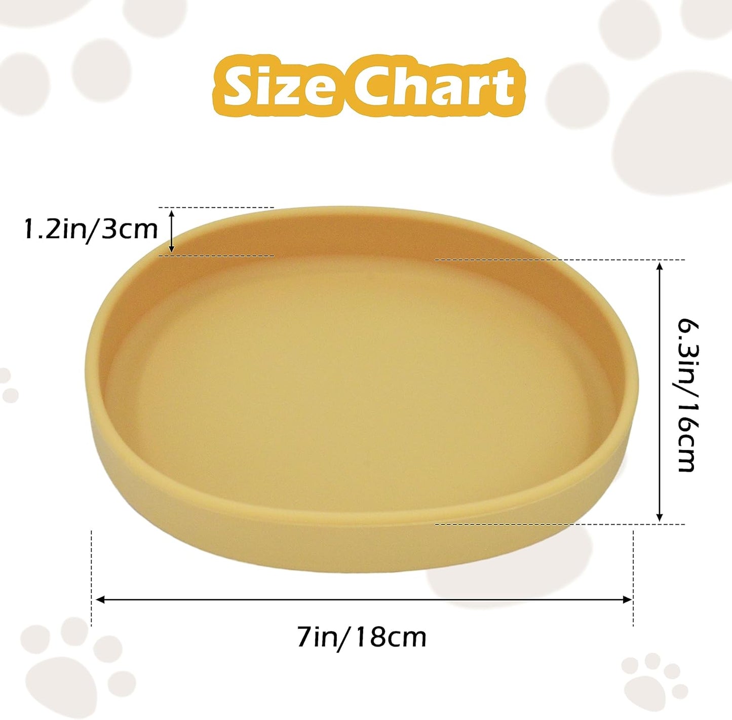 Silicone Cat Dog Bowls, Non Slip Dog Food Cat Feeding Plates, Pet Drinking Bowl for Dry and Wet Food, 10 OZ/330ML Water Bowl for Small Pets 2PCS (Yellow)