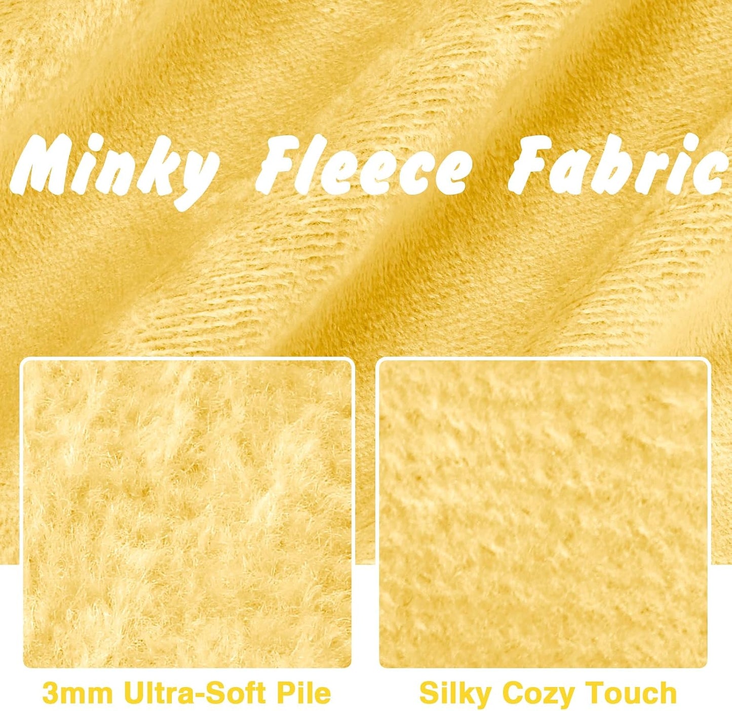 5 Yards x 60 Inch Yellow Pre-Cut Minky Fabric, Soft Plush | 100% Polyester, 3mm Pile Retains Warmth, Machine Wash And Tumble Dry, Fade Resistant, Versatile For Blankets Pillows & Crafts