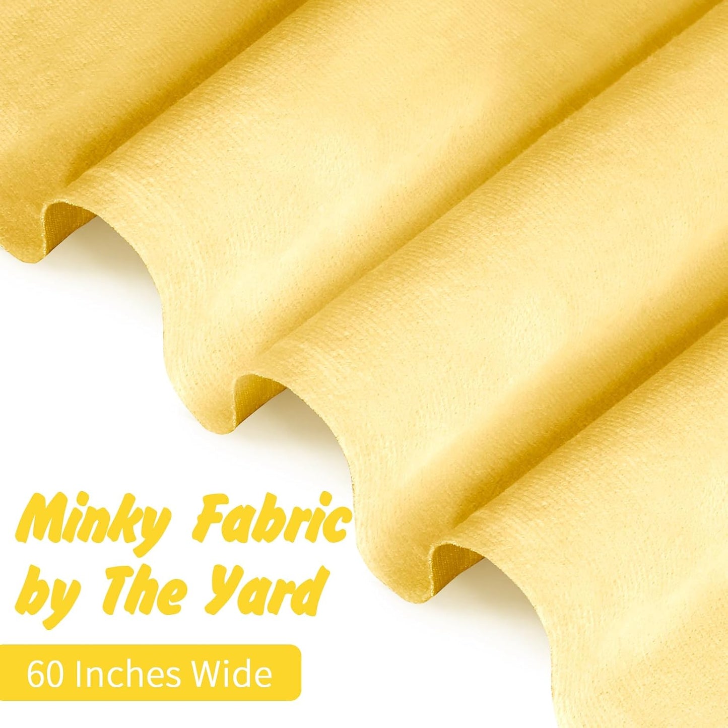 5 Yards x 60 Inch Yellow Pre-Cut Minky Fabric, Soft Plush | 100% Polyester, 3mm Pile Retains Warmth, Machine Wash And Tumble Dry, Fade Resistant, Versatile For Blankets Pillows & Crafts