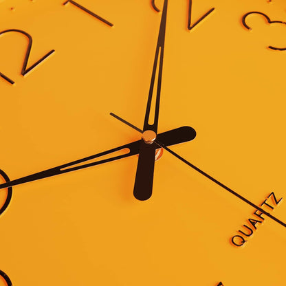 Wall Clock 12" Silent Non Ticking Arabic Numeral Clock Round Decorative Wall Clock for Office,Living Room, Bedroom, Kitchen (Battery Not Included) Yellow