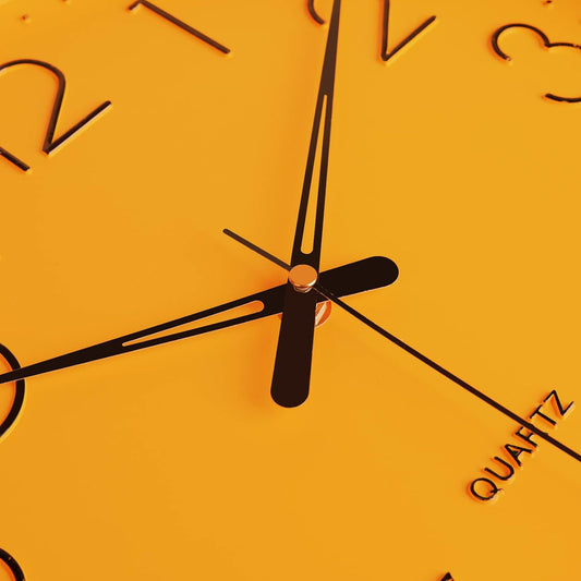 Wall Clock 12" Silent Non Ticking Arabic Numeral Clock Round Decorative Wall Clock for Office,Living Room, Bedroom, Kitchen (Battery Not Included) Yellow