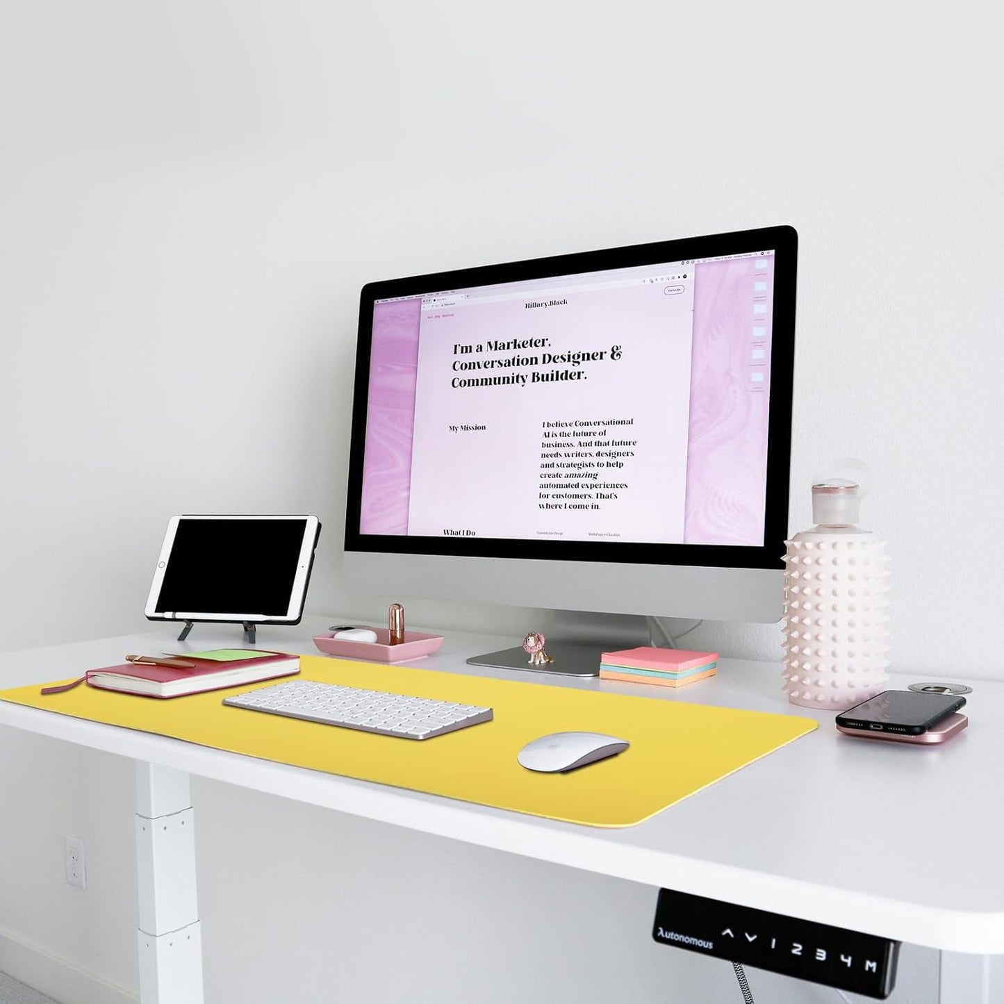 Mouse Pad,27.5"x13.7",Large Leathe Desk Pad Protector,Yellow | Non-Slip Durable Office Desk Mat for Writing, Computer, Laptop, Mouse Pad & Desktop Use,Desk Protector Mat