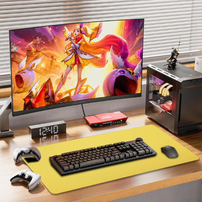 Mouse Pad,27.5"x13.7",Large Leathe Desk Pad Protector,Yellow | Non-Slip Durable Office Desk Mat for Writing, Computer, Laptop, Mouse Pad & Desktop Use,Desk Protector Mat