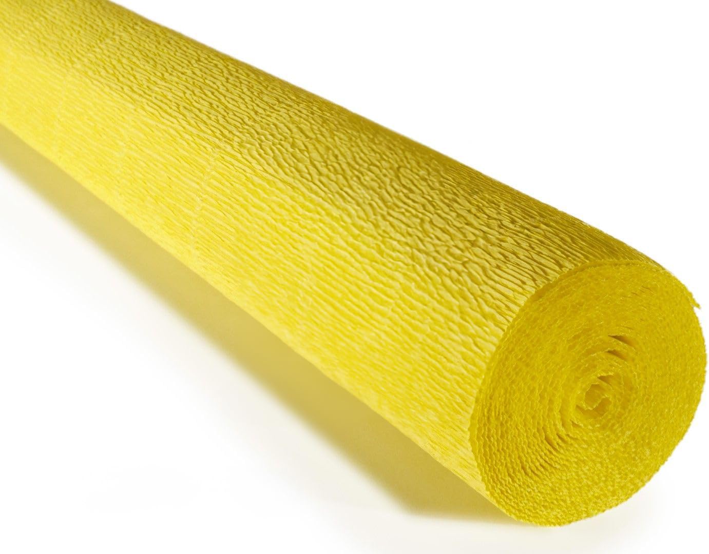 Cartotecnica Rossi 140g 17 Inch Wide 8.2ft Long Italian Crepe Paper Rollfor Wedding Ceremony Various Large Festivals Decoration (Lemon Yellow（975）)