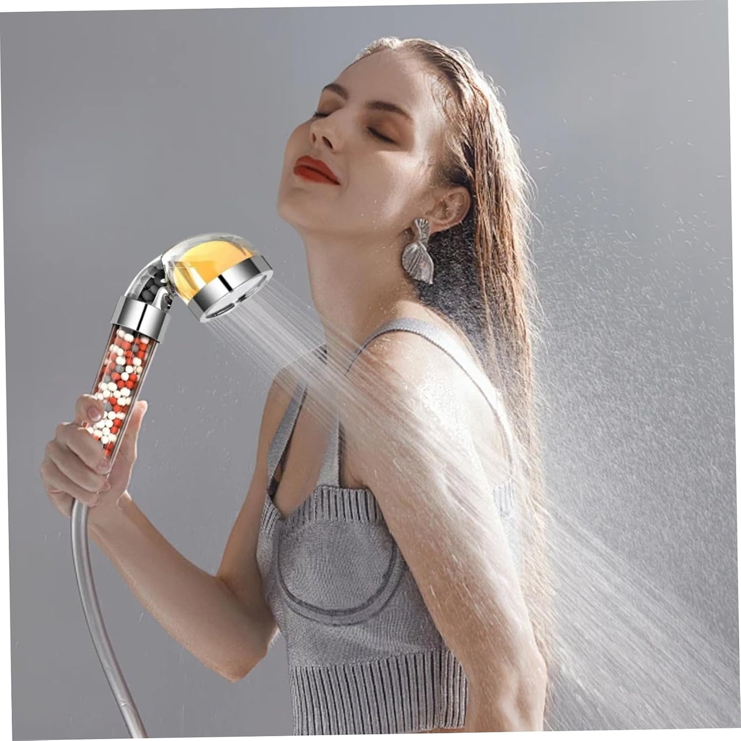 Vitamin C Shower Head 6PCS Vitamin C Shower Filter, Lemon Flavor Balm Infused Head Filters Soften Hard Water, Helps Dry Skin