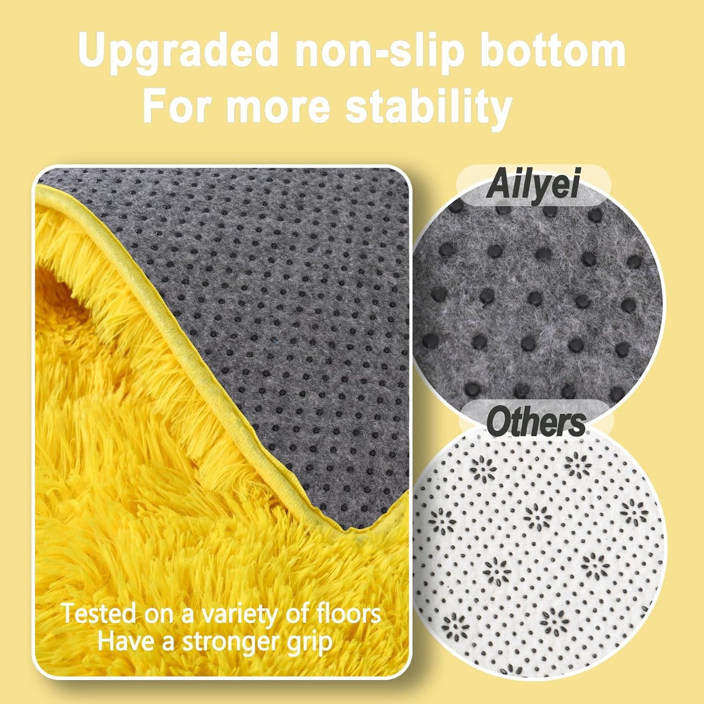 Soft Shag Rugs for Bedroom, 4x6 Yellow Fluffy Shaggy Rugs for Living Room Nursery, Luxury Modern Plush Carpet Girls Boys Kids Room Dorm Indoor Home Decor, Upgrade Non-Slip