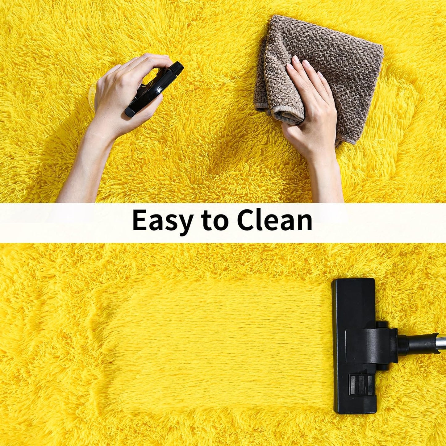 Soft Shag Rugs for Bedroom, 4x6 Yellow Fluffy Shaggy Rugs for Living Room Nursery, Luxury Modern Plush Carpet Girls Boys Kids Room Dorm Indoor Home Decor, Upgrade Non-Slip