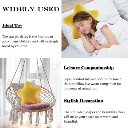 Star Pillow Plush Yellow, Stuffed Star Shaped Pillow Toy 15.7" | for Kids, Cute