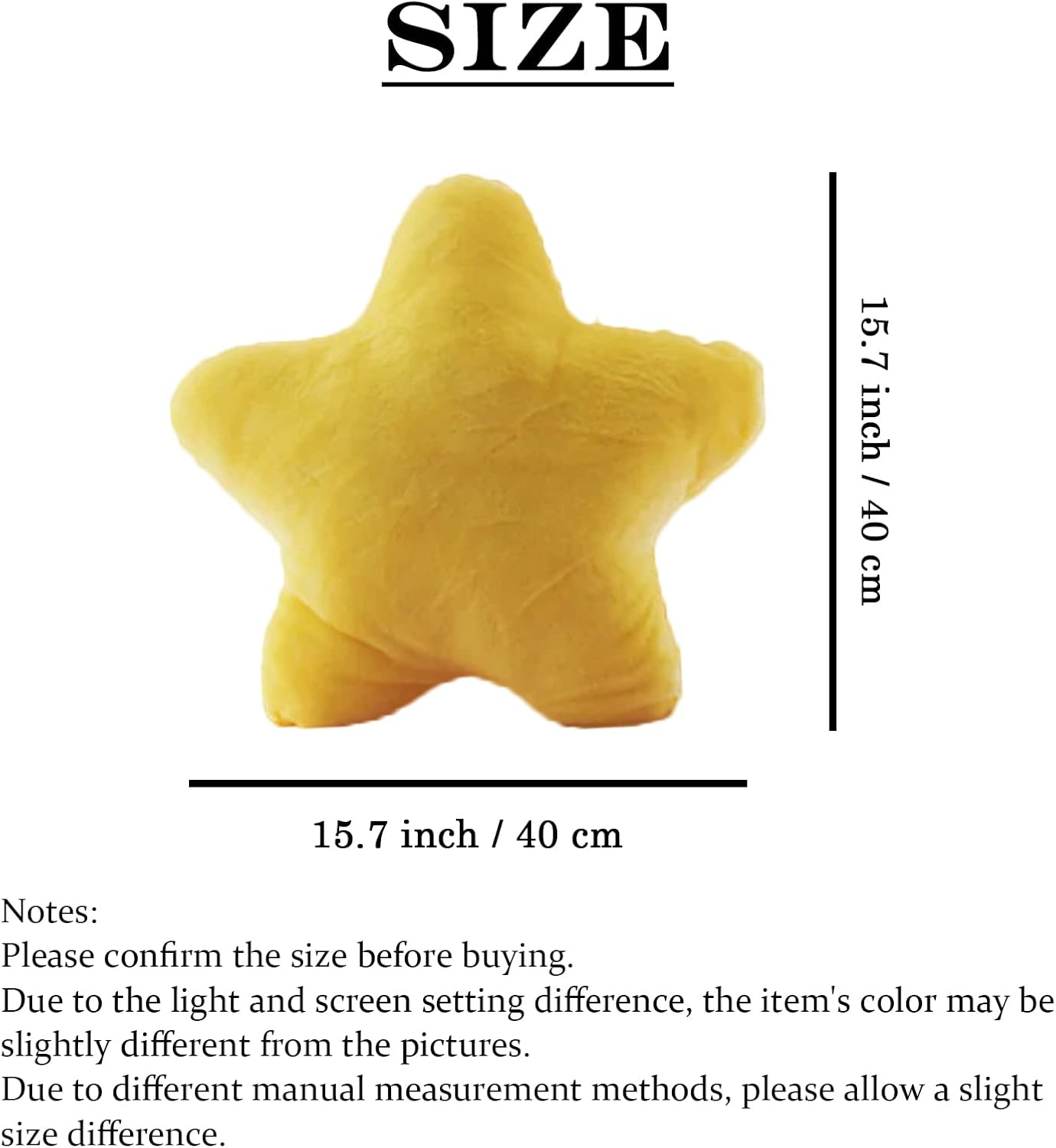 Star Pillow Plush Yellow, Stuffed Star Shaped Pillow Toy 15.7" | for Kids, Cute