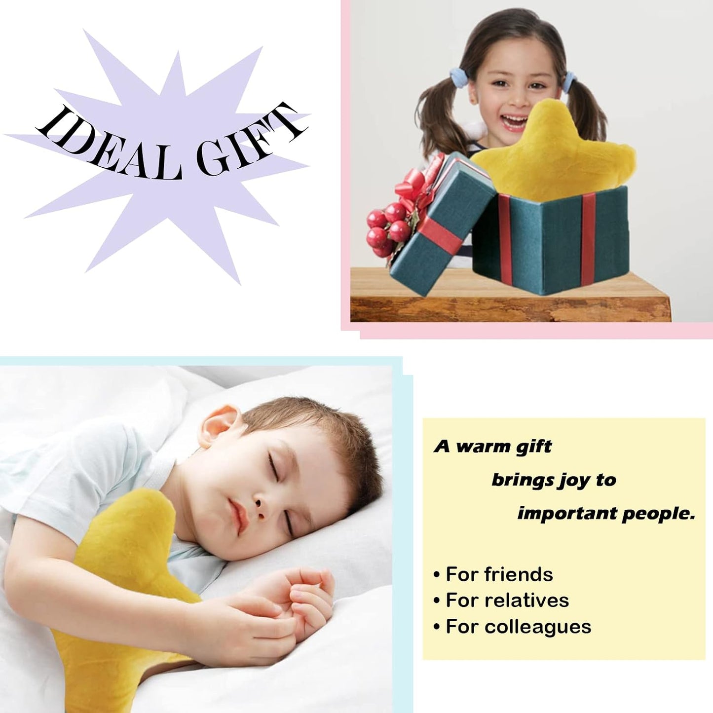 Star Pillow Plush Yellow, Stuffed Star Shaped Pillow Toy 15.7" | for Kids, Cute