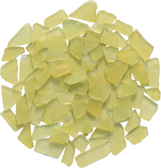 Sea Glass for Crafts - 14oz Yellow Seaglass Pieces | Vase Filler and Aquarium Ornament, DIY Craft Supplies for Art, Beach Weddings, and Home Decor, Flat Frosted Dyed Color Stone