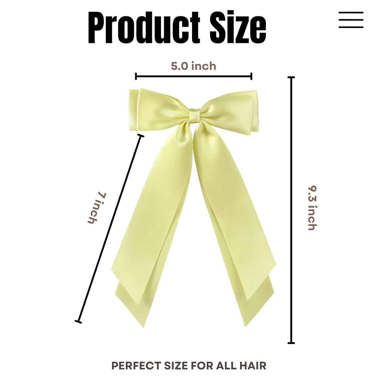 2 PCS Double Layer Hair Bows Yellow Hair Ribbon Clips Ponytail Holder Accessories for Women Girls Toddlers Teens Kids