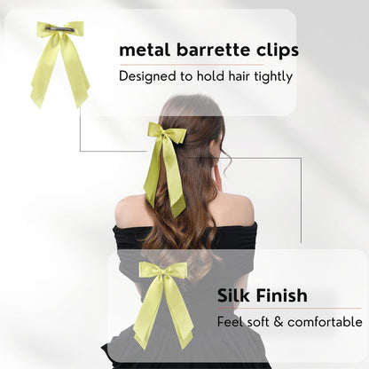 2 PCS Double Layer Hair Bows Yellow Hair Ribbon Clips Ponytail Holder Accessories for Women Girls Toddlers Teens Kids