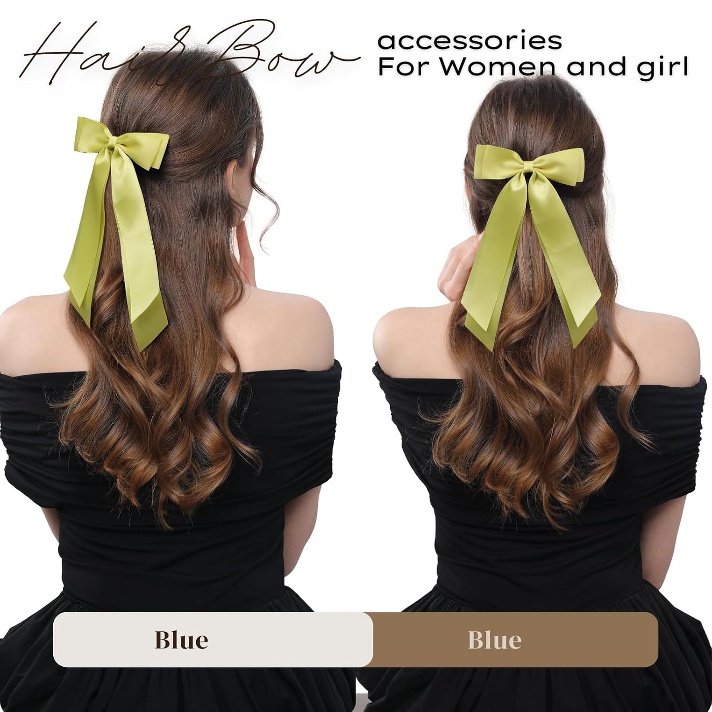 2 PCS Double Layer Hair Bows Yellow Hair Ribbon Clips Ponytail Holder Accessories for Women Girls Toddlers Teens Kids