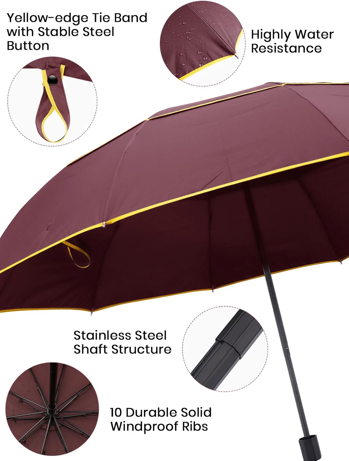 62 Inch Golf Umbrella Extra Large Folding Umbrella | Rainproof Compact Umbrella Oversize Double Canopy Vented Waterproof Stick Travel Umbrellas for Women & Men Family Home Use
