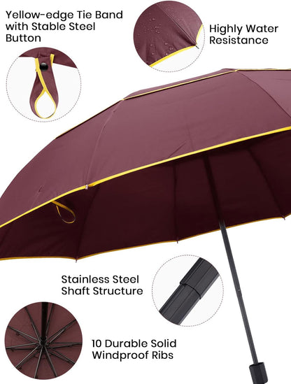 62 Inch Golf Umbrella Extra Large Folding Umbrella | Rainproof Compact Umbrella Oversize Double Canopy Vented Waterproof Stick Travel Umbrellas for Women & Men Family Home Use