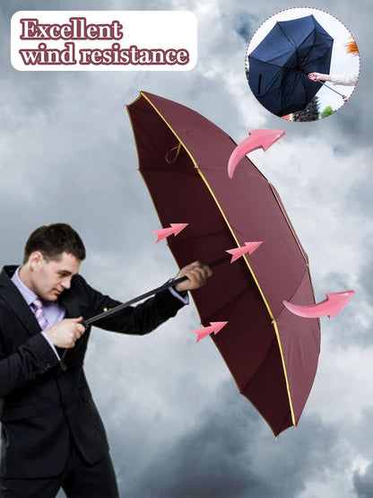 62 Inch Golf Umbrella Extra Large Folding Umbrella | Rainproof Compact Umbrella Oversize Double Canopy Vented Waterproof Stick Travel Umbrellas for Women & Men Family Home Use