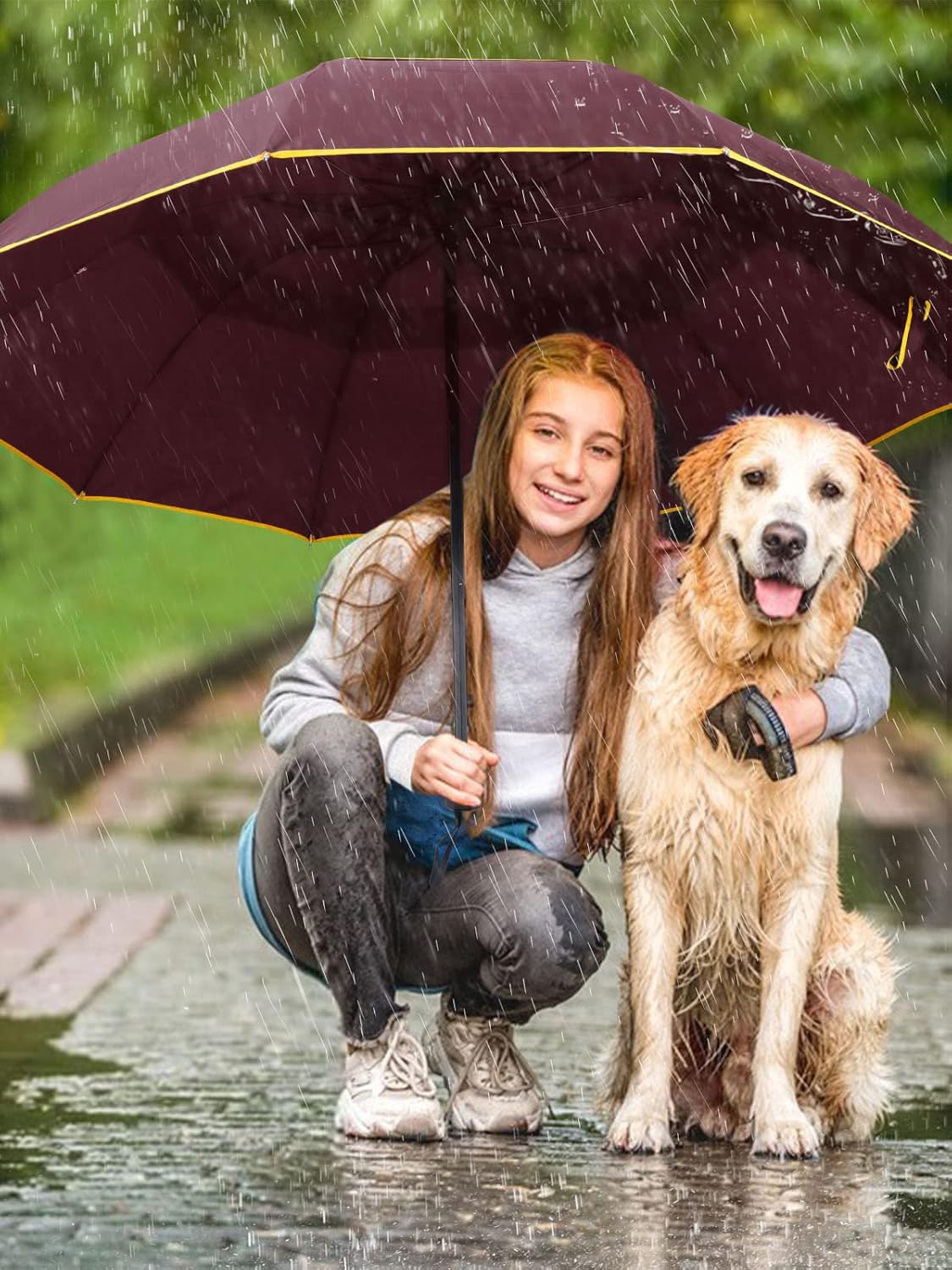 62 Inch Golf Umbrella Extra Large Folding Umbrella | Rainproof Compact Umbrella Oversize Double Canopy Vented Waterproof Stick Travel Umbrellas for Women & Men Family Home Use