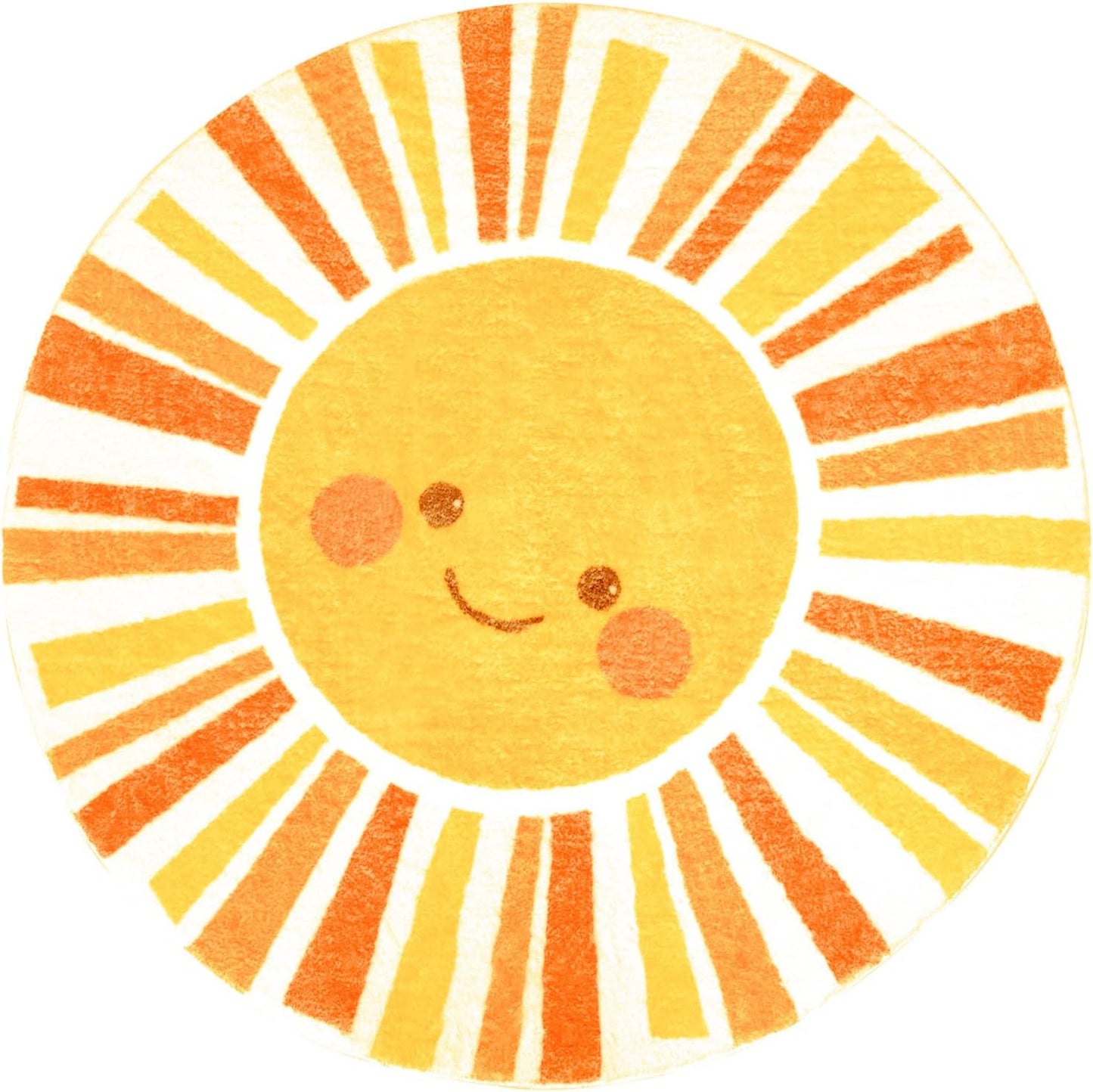 Kids Rug Boho Sun Mat 4Ft Round Sunshine Bedroom Carpet for Boys Girls Circle Nursery Mat for Playroom, Washable Sun Area Rug for Classroom Living Room, Children's Rugs, Orange Yellow