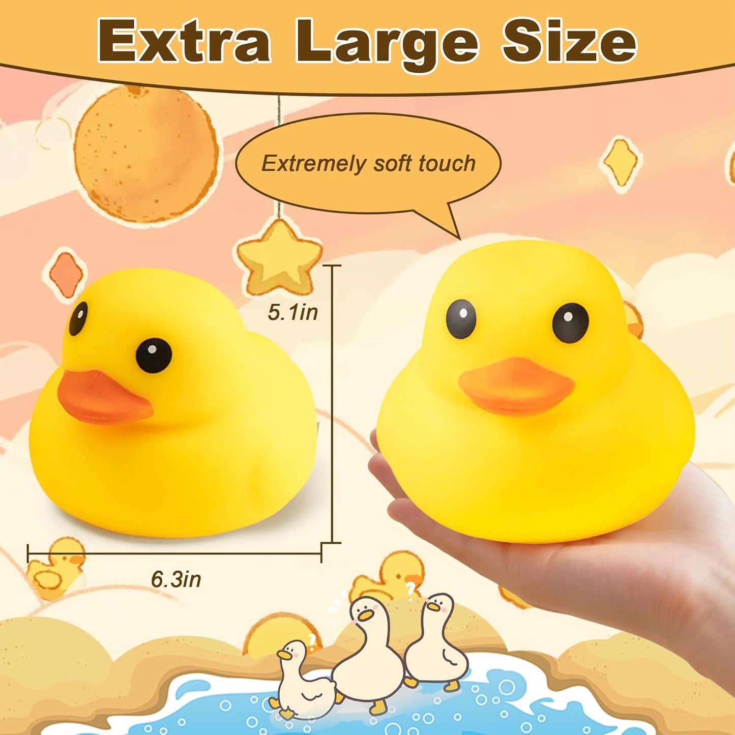 Duck Squishy Squeeze Toy, Soft Giant Duck Squishy Stress Relief Toy | Adorable Stress & Anxiety Relief Calming Sensory Fidget for Adults & Teen, Tension Release Party Goodie Bag Fillers