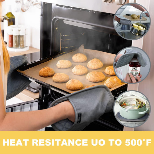 2-Pack Silicone Pot Holders for Kitchen Heat Resistant up to 500°F, Non-Slip Large Hot Pads with Pocket, Quilted Liner Trivets for Countertops Hot Pots and Pans (Yellow)
