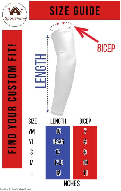 Youth & Adult Sizes Moisture Wicking Compression Arm Sleeve (1 Sleeve) (Over 100 Colors Available in Our Store)