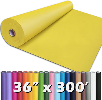 Lemon Yellow Kraft Paper Roll 36" x 3,600" (300') for Gift Wrapping Bouquet Flower Art Painting Craft Writing Packaging Shipping 80GSM 55LB (Lemon Yellow, 36" x 300')