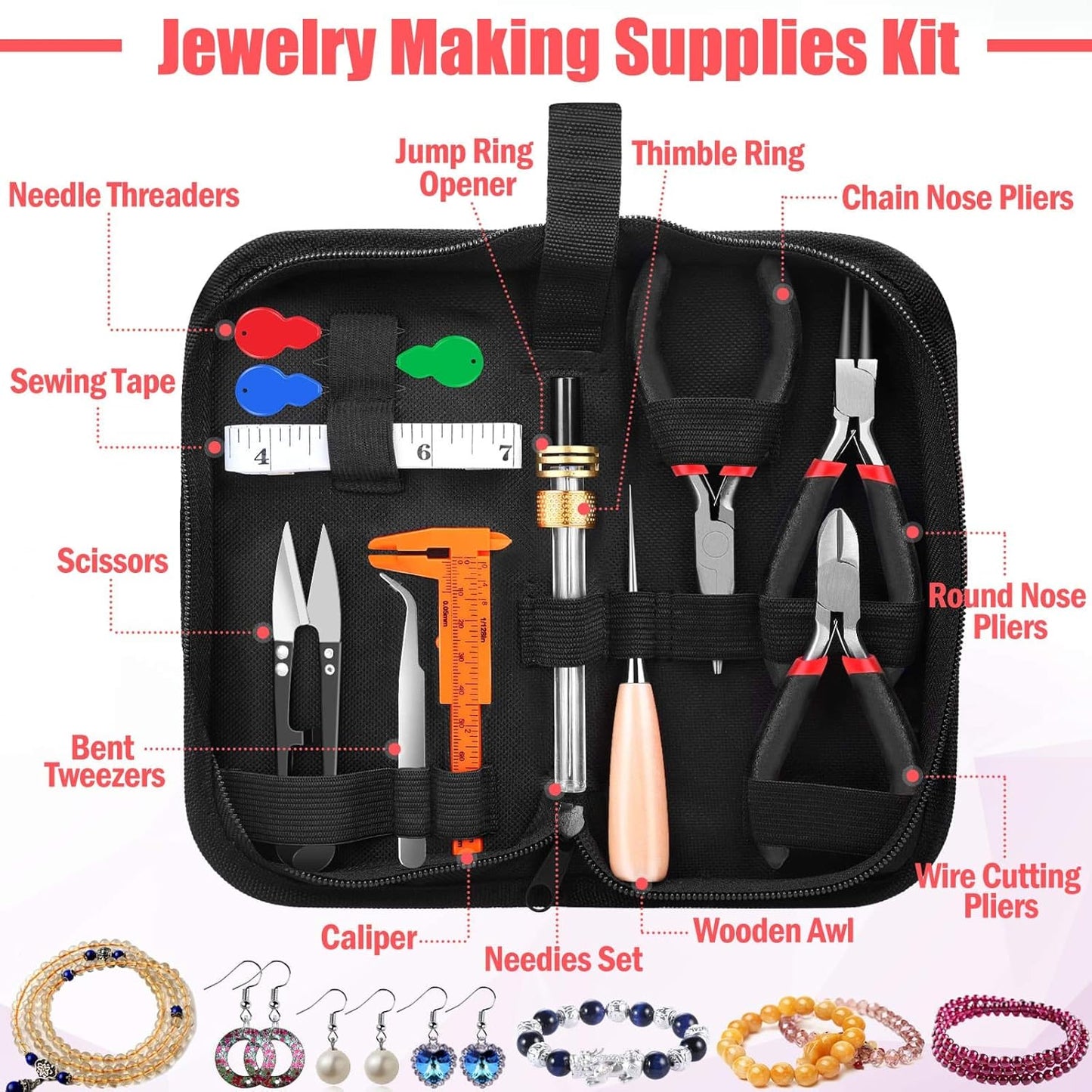 Wire Wrapping for Jewelry Making, Repair and Beading Supplies Kit with Craft Ring Wire, Tools, Pliers and Jewelry Findings