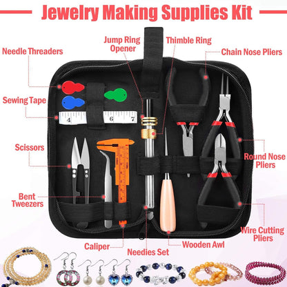 Wire Wrapping for Jewelry Making, Repair and Beading Supplies Kit with Craft Ring Wire, Tools, Pliers and Jewelry Findings
