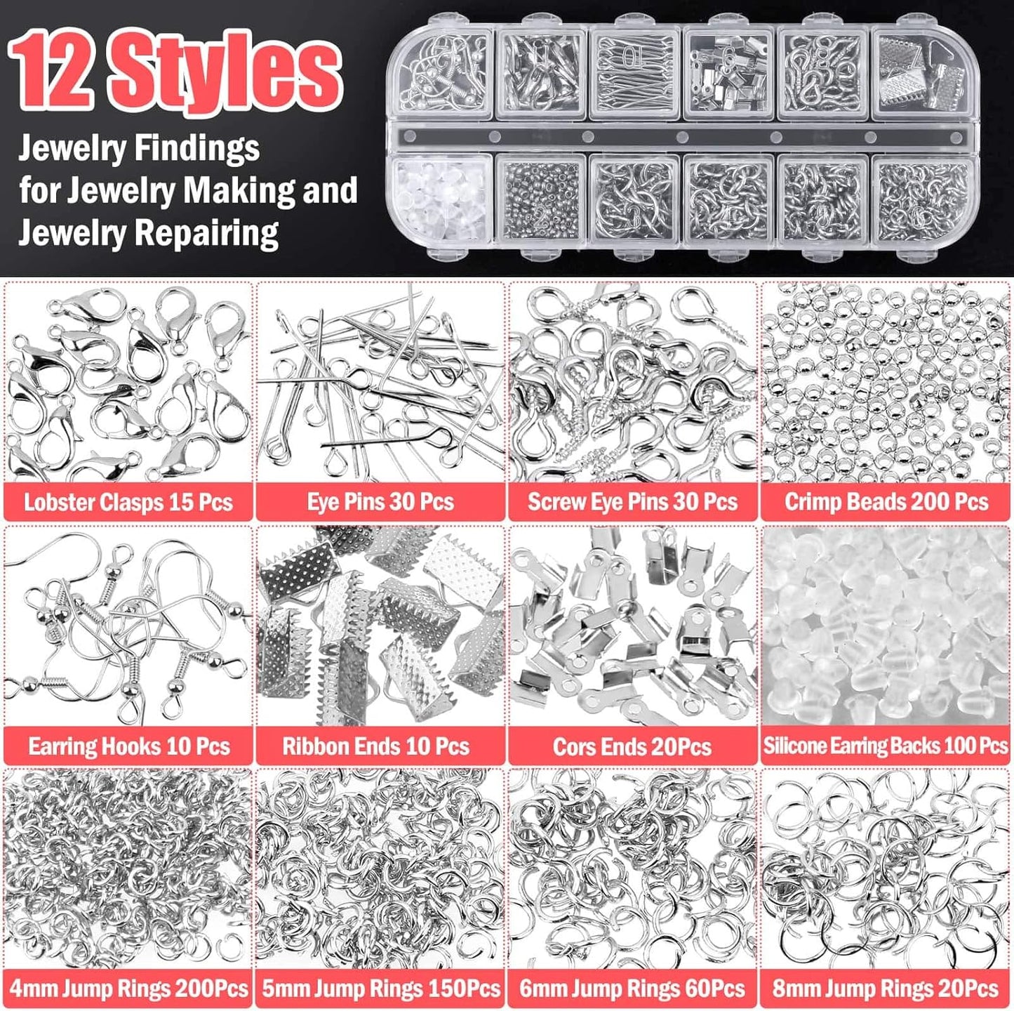 Wire Wrapping for Jewelry Making, Repair and Beading Supplies Kit with Craft Ring Wire, Tools, Pliers and Jewelry Findings