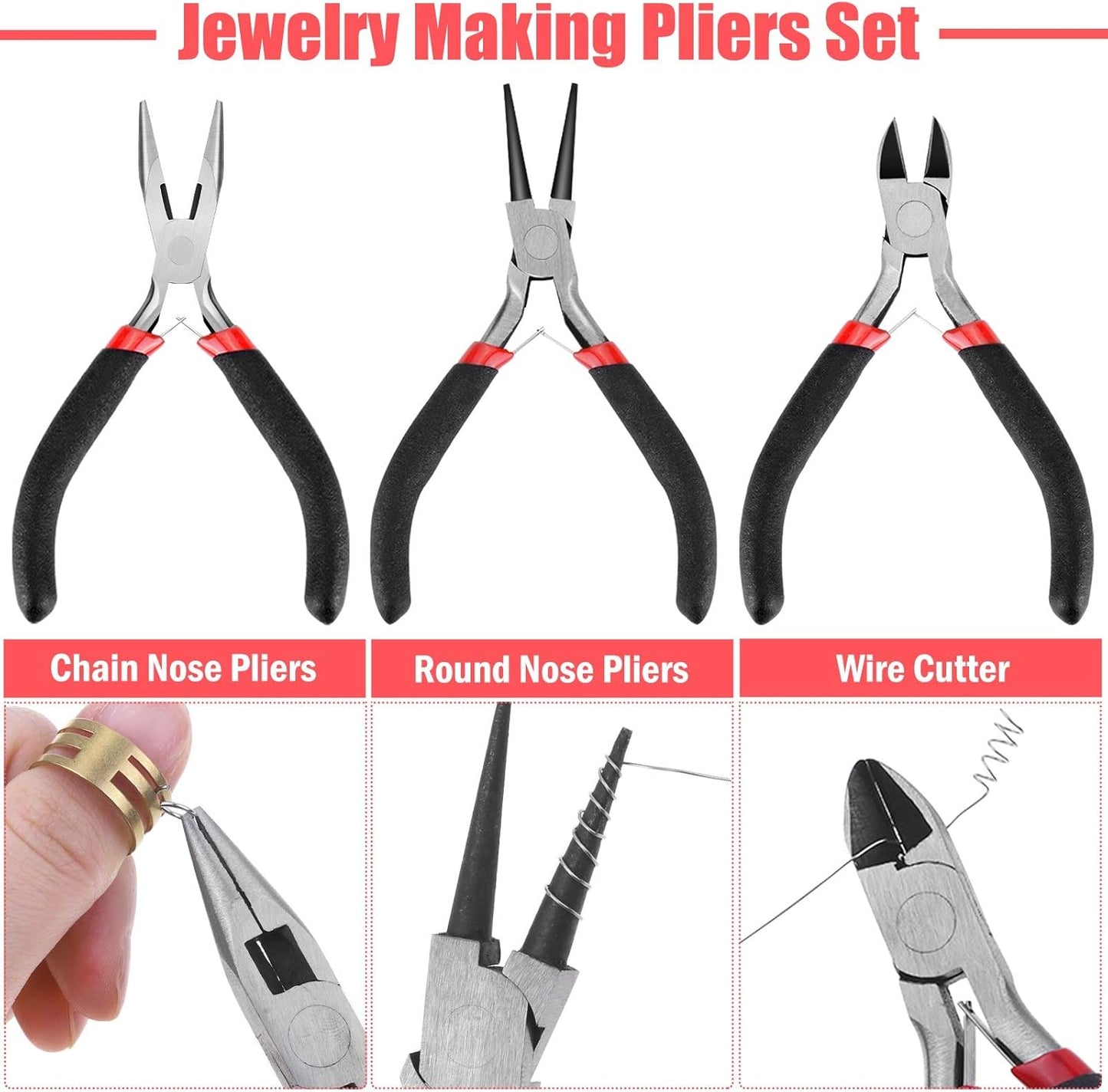 Wire Wrapping for Jewelry Making, Repair and Beading Supplies Kit with Craft Ring Wire, Tools, Pliers and Jewelry Findings