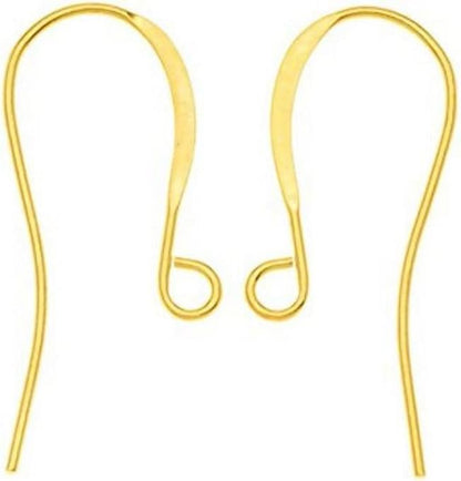 Adabele 200pcs 18K Yellow Gold Plated Strong Fish Earring Hooks 20 Gauge | 0.8mm/20 Gauge, Metal Fishhooks Ear Wire, Open Loops to Attach Charms Gemstones Dangles Earrings Making