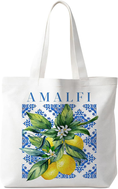 Lemons Fruits Food Tote Bag Gifts for Women, Canvas Aesthetic Reusable Grocery Bags Shopping Bags