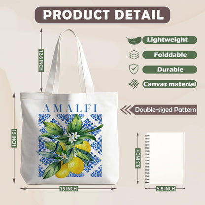 Lemons Fruits Food Tote Bag Gifts for Women, Canvas Aesthetic Reusable Grocery Bags Shopping Bags