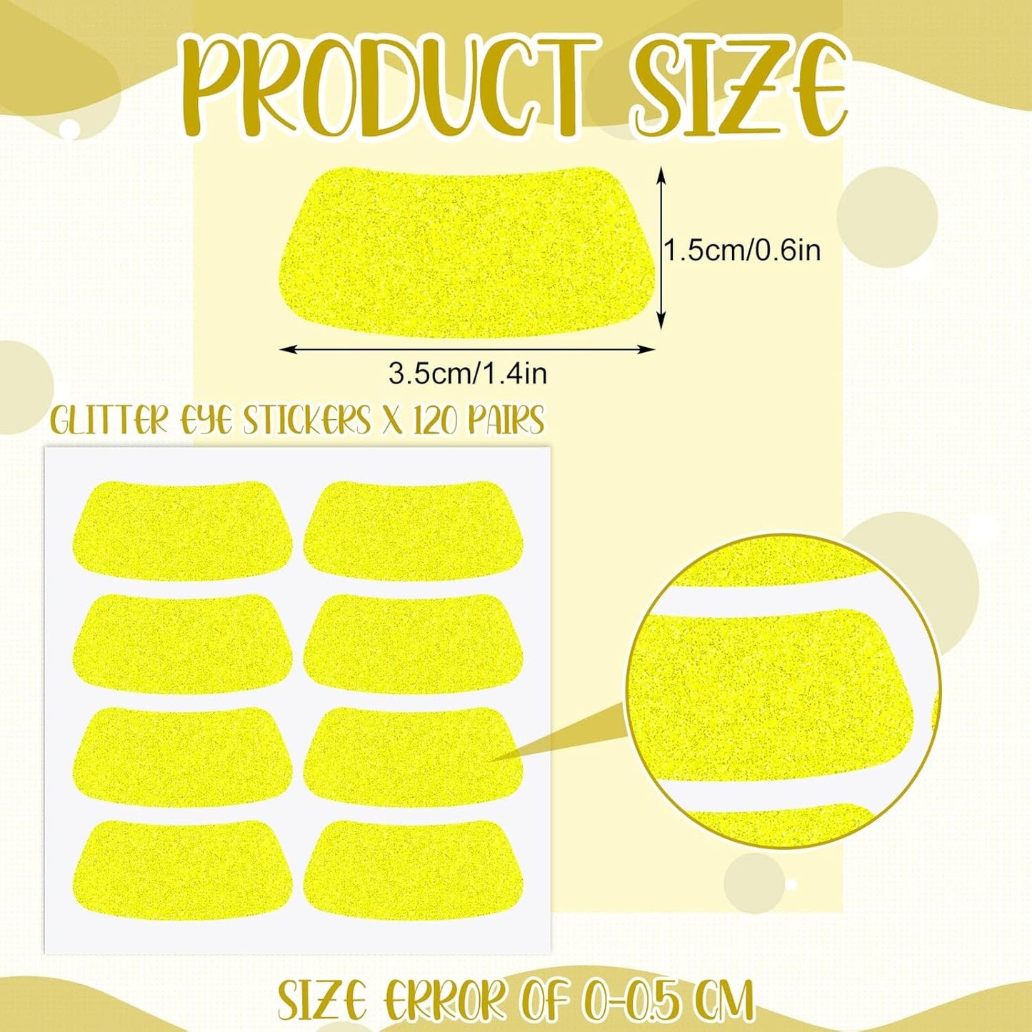 120 Pairs Eye Black Stickers Bulk Baseball Glitter Stickers Football Softball Party Favor Spirit Day Accessories(Glitter,Yellow)