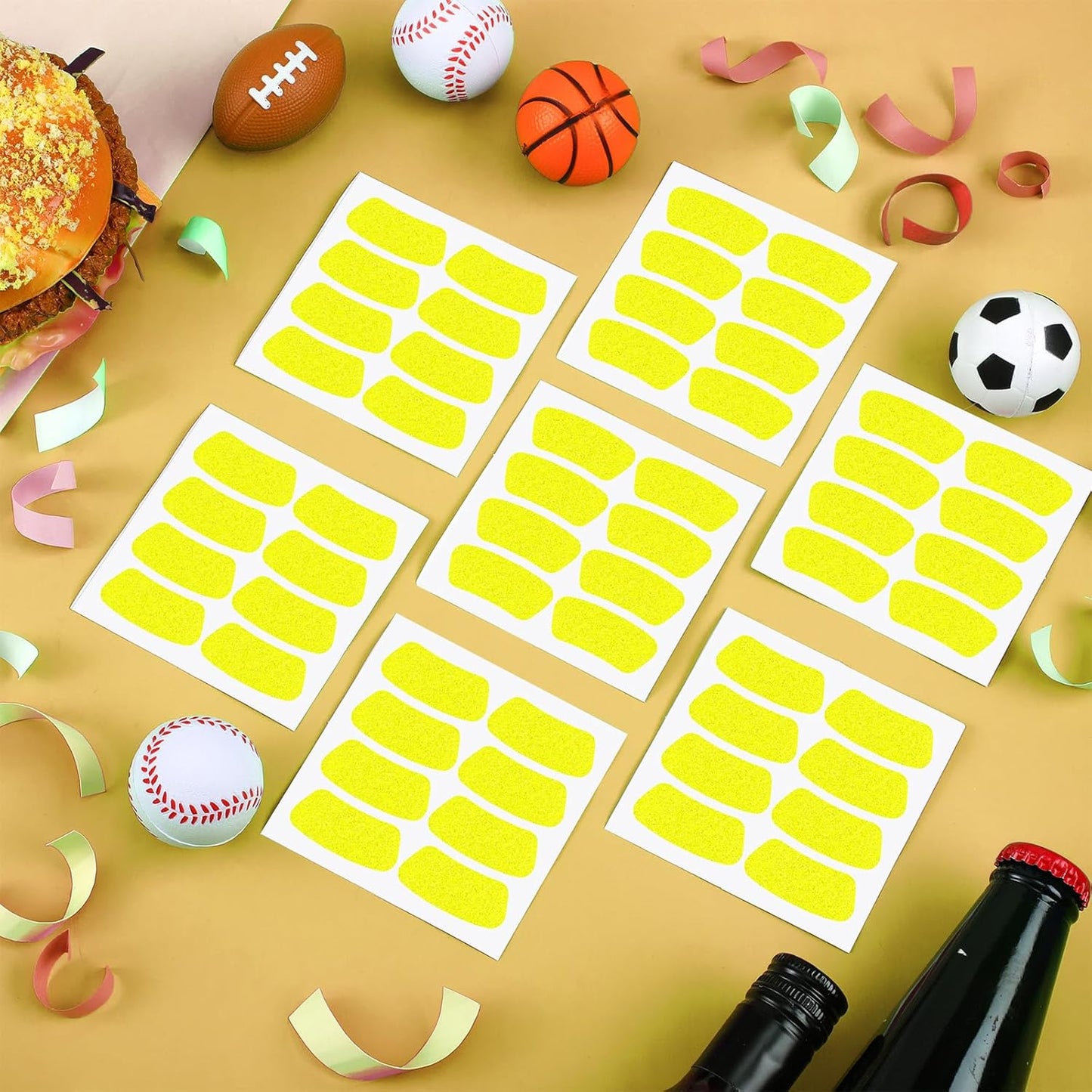 120 Pairs Eye Black Stickers Bulk Baseball Glitter Stickers Football Softball Party Favor Spirit Day Accessories(Glitter,Yellow)
