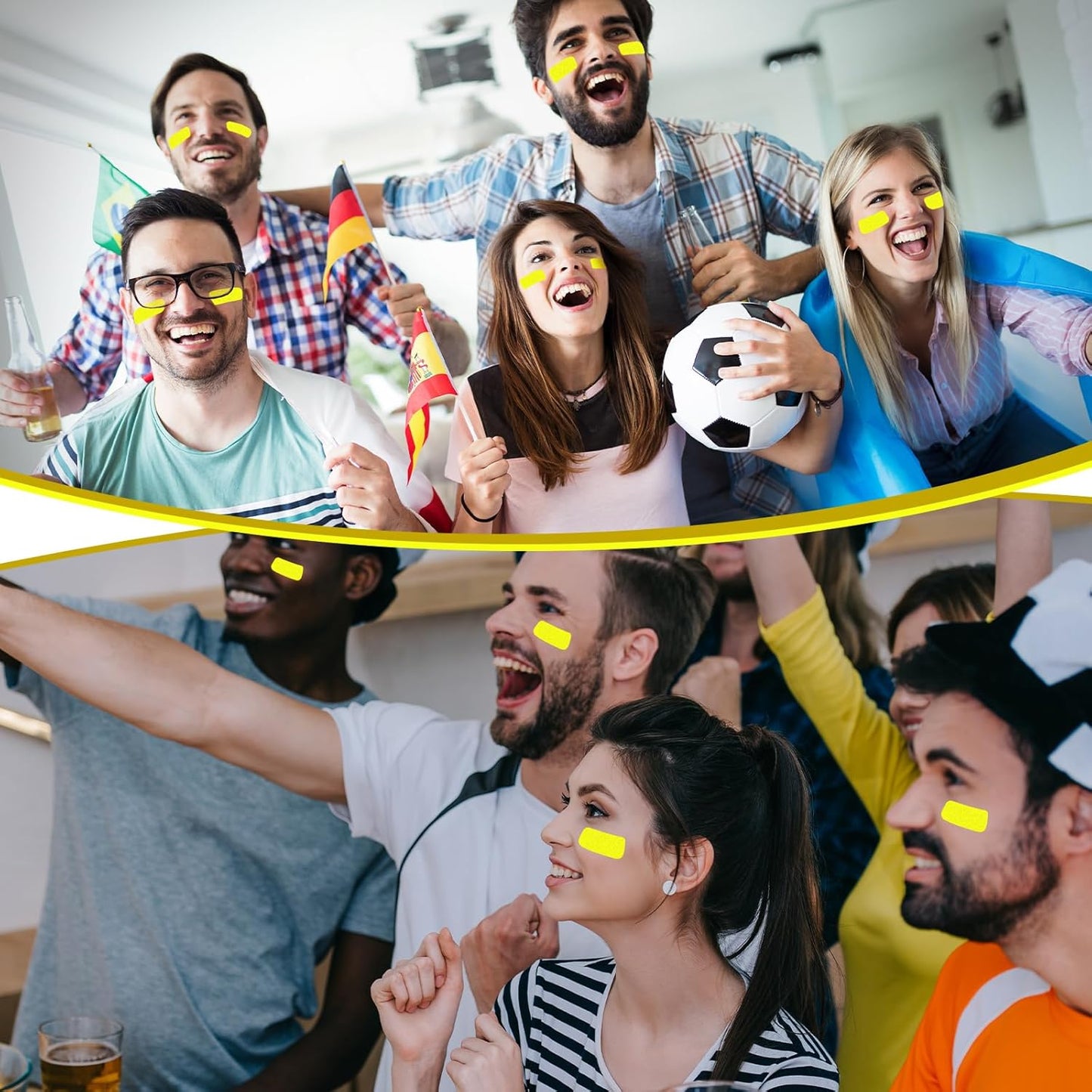 120 Pairs Eye Black Stickers Bulk Baseball Glitter Stickers Football Softball Party Favor Spirit Day Accessories(Glitter,Yellow)