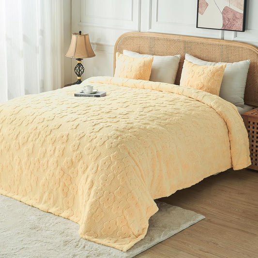 Flower Throw Blanket Ultra Soft Blanket Fuzzy Blanket for Bed Couch Sofa, 50"x60", Light Yellow