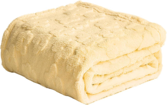 Flower Throw Blanket Ultra Soft Blanket Fuzzy Blanket for Bed Couch Sofa, 50"x60", Light Yellow