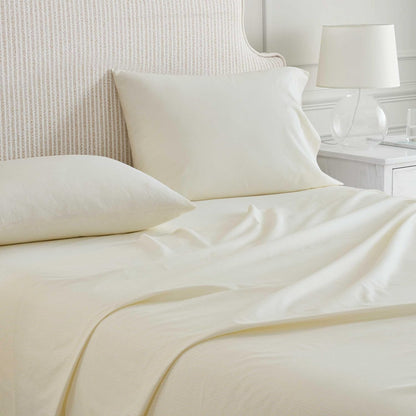 King Size Sheets Set, Crisp & Tailored Cooling Sheets with a Naturally Smooth Cotton Percale Lightweight Feel - Bed Sheets with Matching Pillowcases & Fitted Sheet (Stripe Yellow)