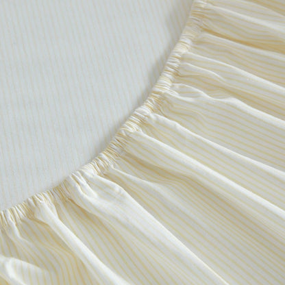 King Size Sheets Set, Crisp & Tailored Cooling Sheets with a Naturally Smooth Cotton Percale Lightweight Feel - Bed Sheets with Matching Pillowcases & Fitted Sheet (Stripe Yellow)
