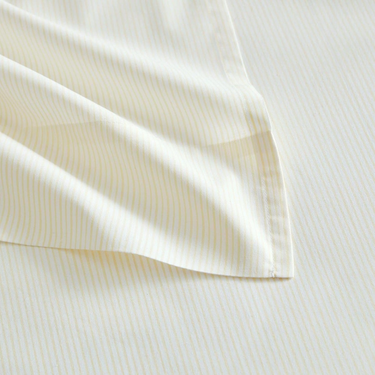 King Size Sheets Set, Crisp & Tailored Cooling Sheets with a Naturally Smooth Cotton Percale Lightweight Feel - Bed Sheets with Matching Pillowcases & Fitted Sheet (Stripe Yellow)