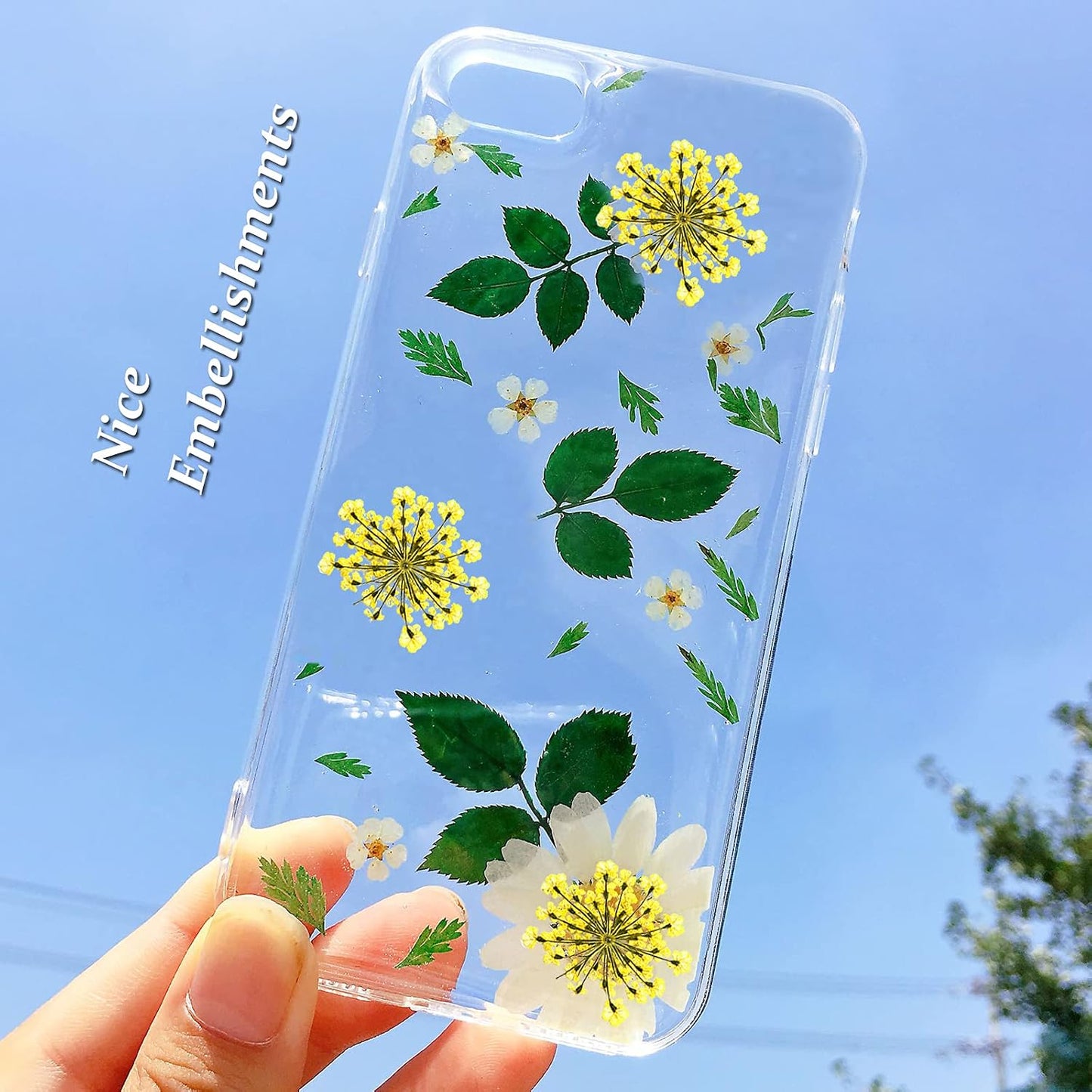 Dried Pressed Flowers for Resin Real Pressed Flowers Dry Flower Gypsophila for Scrapbooking DIY Art Crafts, Epoxy Resin Jewelry Molds, Candle, Soap Making, Nails Décor (Yellow)