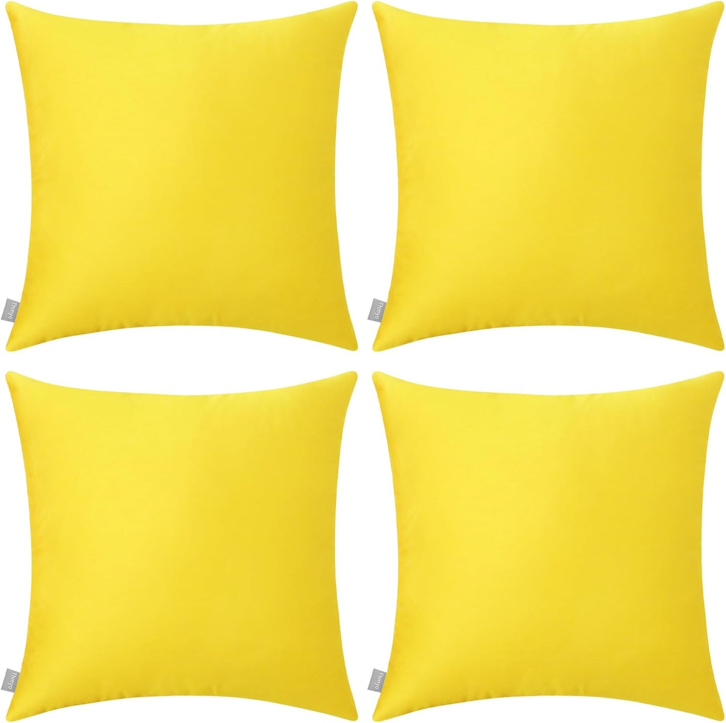 4-Pack 100% Cotton Comfortable Solid Decorative Throw Pillow Case, Square Cushion Cover Pillowcase Sublimation Blank Pillow Covers DIY Throw Pillowcase for Sofa(16x16 inch/ 40x40cm,Lemon Yellow)