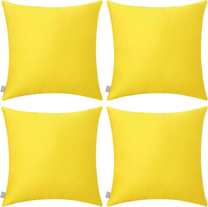 4-Pack 100% Cotton Comfortable Solid Decorative Throw Pillow Case, Square Cushion Cover Pillowcase Sublimation Blank Pillow Covers DIY Throw Pillowcase for Sofa(16x16 inch/ 40x40cm,Lemon Yellow)